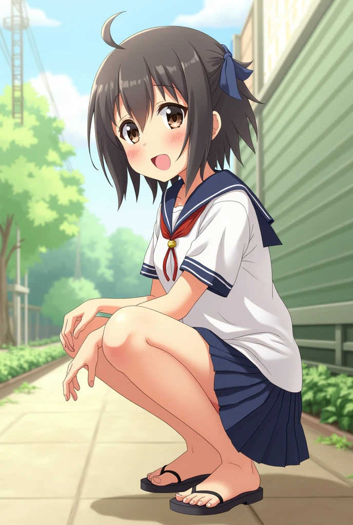 One girl,((Nozomi)),smile、Gentle expression,slender body,ideal ratio body proportions,,squatting,spread legs:1.3,training、blush,,(White tennis wear、body-conscious、white tight polo shirt、skirt lift,Green lace string panties,panty shot,upskirt,sweat:1.3),outdoors、from below,Tennis court、A complete depiction of the human body,masterpiece, Highest quality, Game CG, ultra detailed、highres、extremely detailed CG
