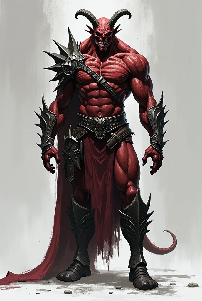 Game concept art: demon character design in the style of the main characters of the Darksiders games