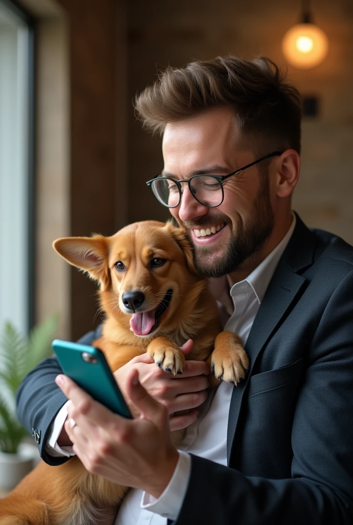Gentleman with a phone who is going to pay for a nequi QR for a dog foundation