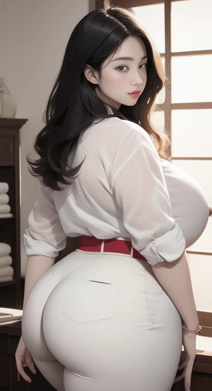 There is a woman taking a picture wearing a white shirt and white shorts., beautiful Thick female, Tsk tsk tsk, wide hips, Thick thighs, attractive plus size model, Rubenesque, Thick legs, big thighs, plus size women, 가장 wide hips, Thick body, Thick, Attractive hourglass shape, Attractive models, Arabian-Japanese Goddess , Beautiful attractive woman, slightly fat arms , Equip 5 bracelets, Wear 3 diamond necklaces, huge breasts, Fat sagging breasts, 미친듯 huge breasts
