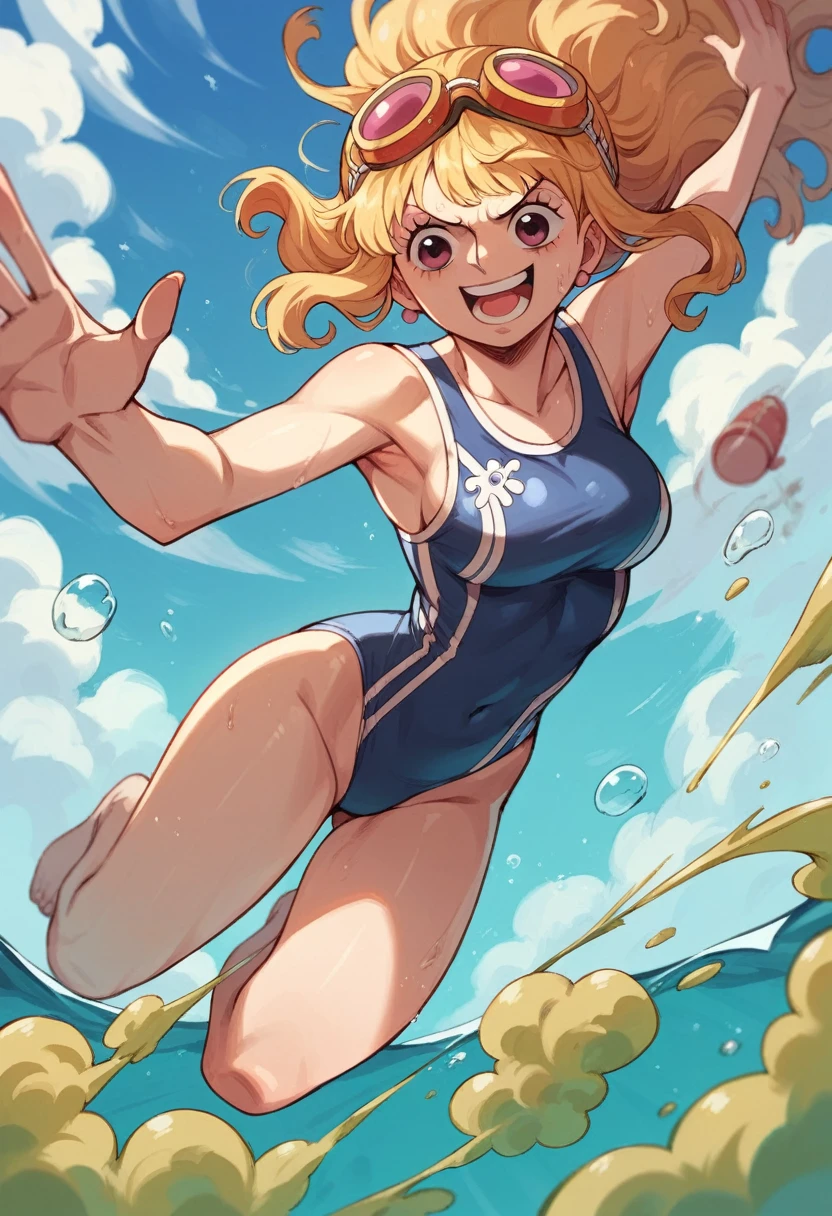Charlotte Pudding One Piece Scuba Diving in One-piece Swimsuit and Diving Goggles With fart