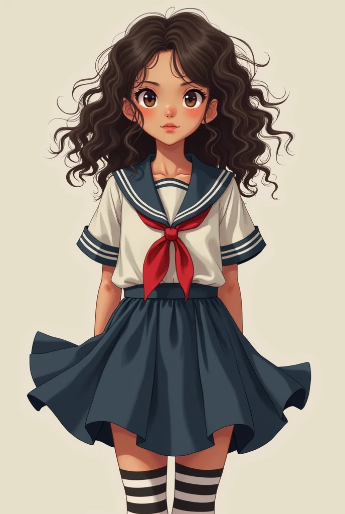girl in school uniform realistic striped panties upskirt spreading legs,curly hair