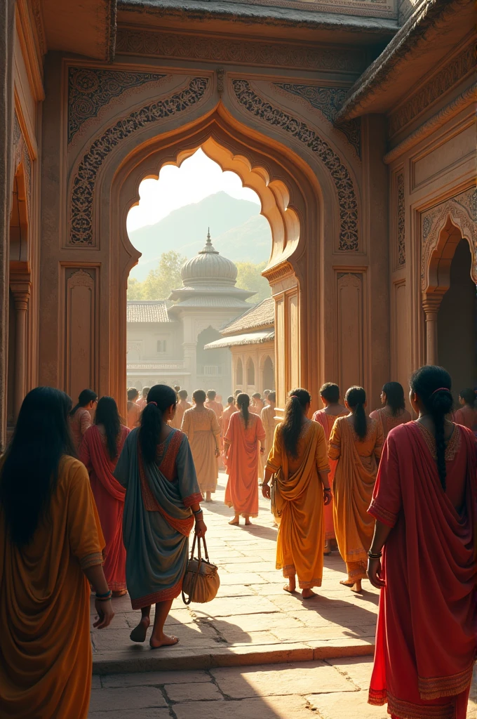 **Image 10**: The village in the morning, with villagers discovering the open door of the haveli but finding no trace of Arjun inside.