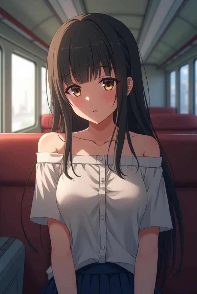 (Browsing Caution)、Highest quality、Ultra-high resolution、Small breasts、Perfect Face、Beautiful expression、Beautiful Face、Beautiful Eyes、18 year old high school girl、No bra、Sleeveless shirt、Off the shoulder、Mini Pleated Skirt、Inside a crowded train with sunlight streaming in、In a crowded train、(There are many men on the train.、A man molested a high school girl on a train)、((((A middle-aged man standing behind a woman、The man reaches out and touches the woman's breasts.、Button-down shirt))))、(put in) 、(Ejaculation into the body、Massive ejaculation)、Expressions of fear、Blushing、Touched by various hands、Touched by many hands、The viewer extends his right hand、The man has a vulgar look、Dick、The people in the background all have ripped clothes.、Man hugging、