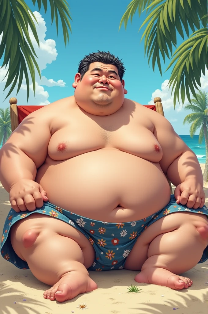 １５０Kilo fat and ugly fat６５A Japanese man with messy black hair and gray hair.、Auntie、Bikini