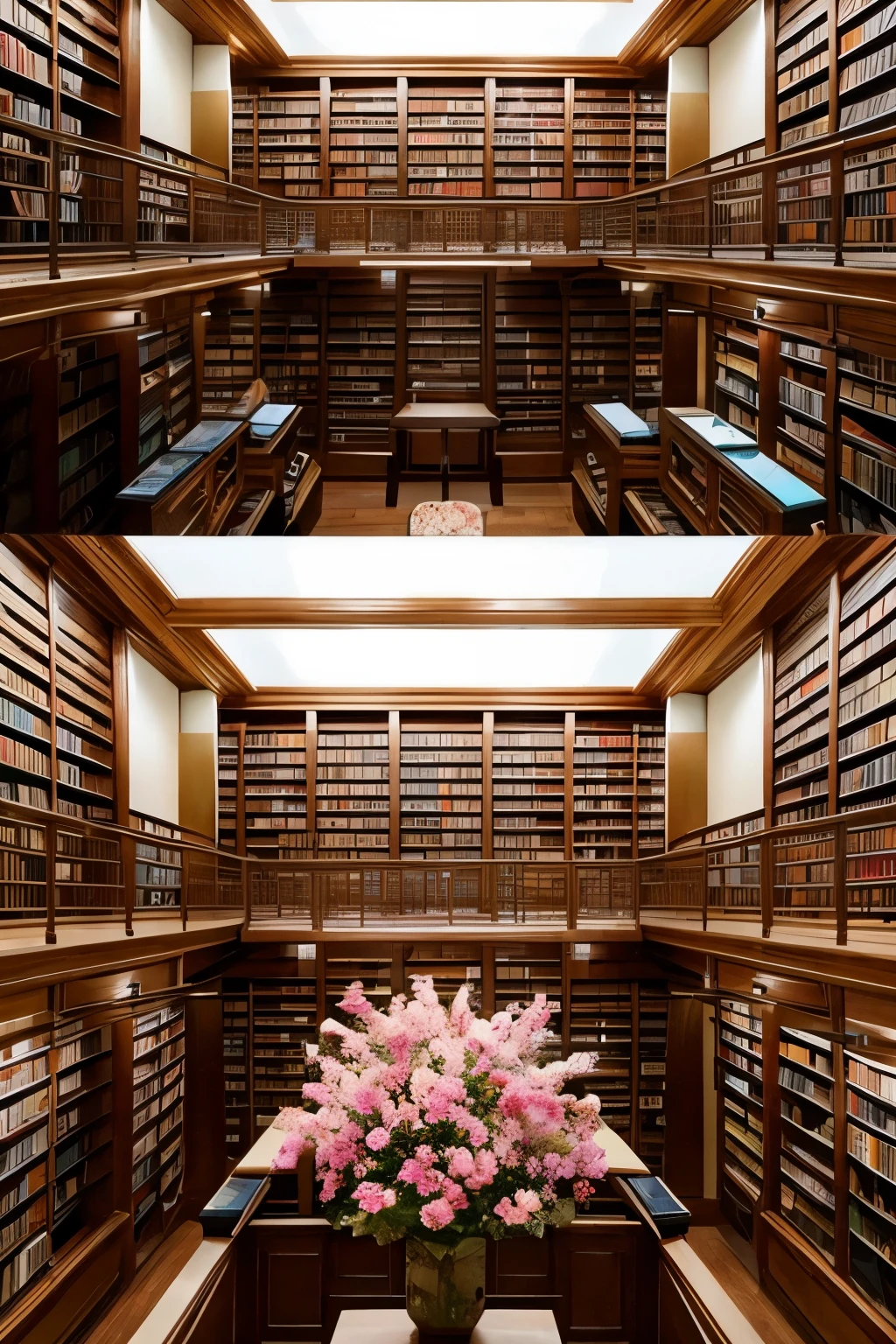 beautiful flower々Please draw a library surrounded by
