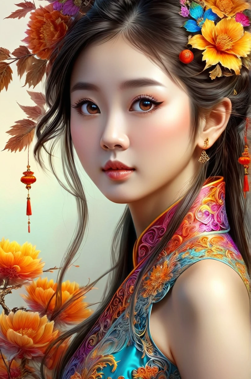 offcial art, highest details, beautiful and aesthetic, Fractal Art, colorfully,
work of art, best qualityer, 1 girl, Chinese