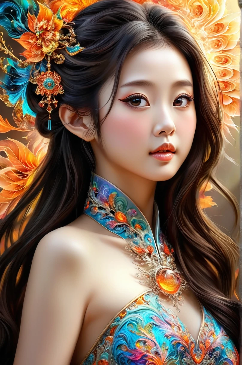 offcial art, highest details, beautiful and aesthetic, Fractal Art, colorfully,
work of art, best qualityer, 1 girl, Chinese