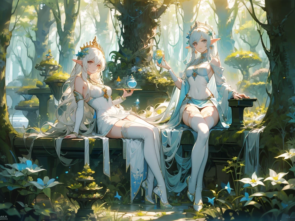 Envision a realm where the grandeur of Hindu mythology converges with enchanting magic, inhabited by creatures bearing both fairy-like delicacy and the charm of anthropomorphic animals. This captivating universe mirrors the ancient beauty of Chinese landscapes. characters, human like, beautiful, cute, anime --auto --s2
