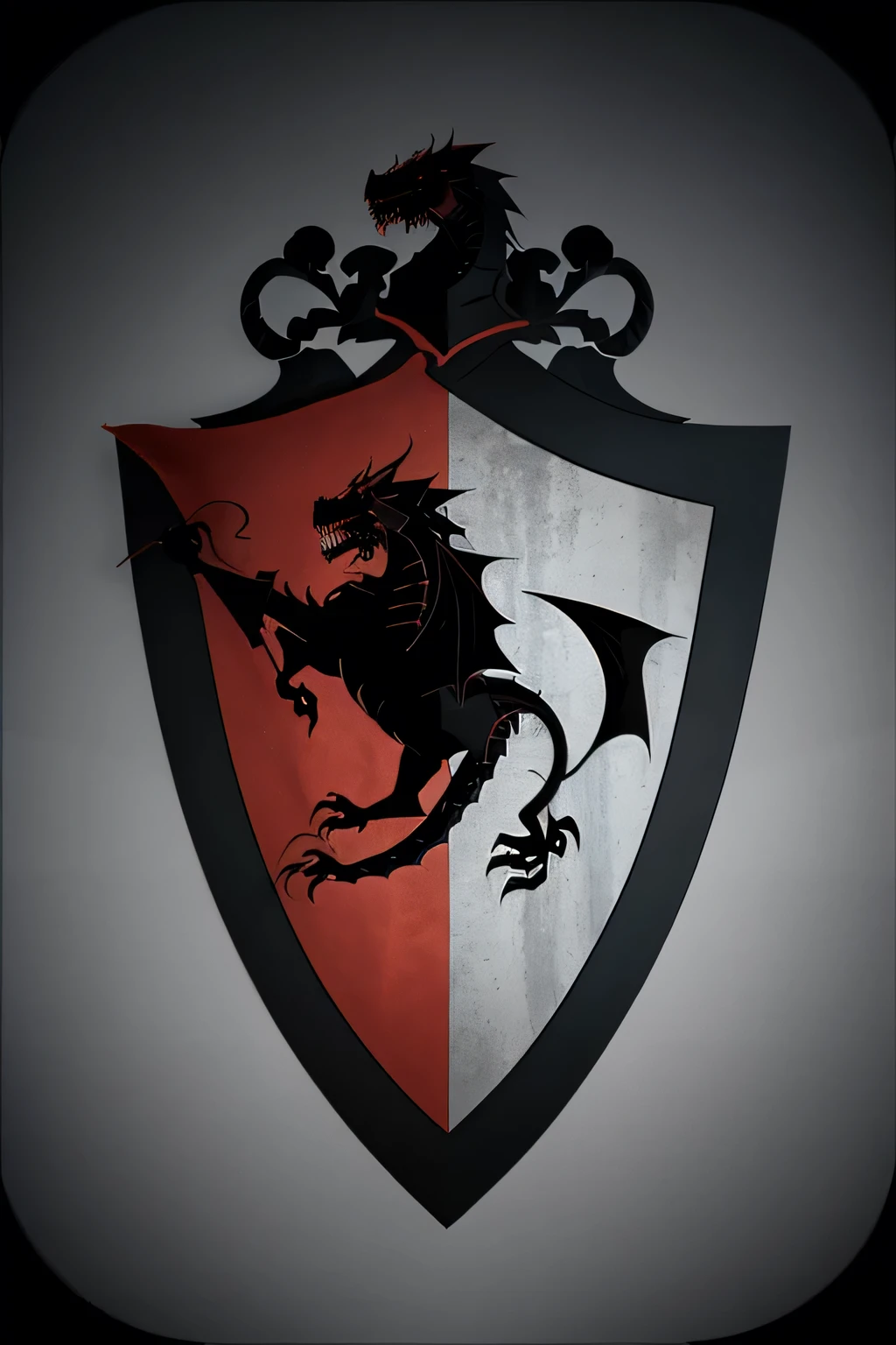 Heraldic shield of the academy of dark arts with a dragon in vectors