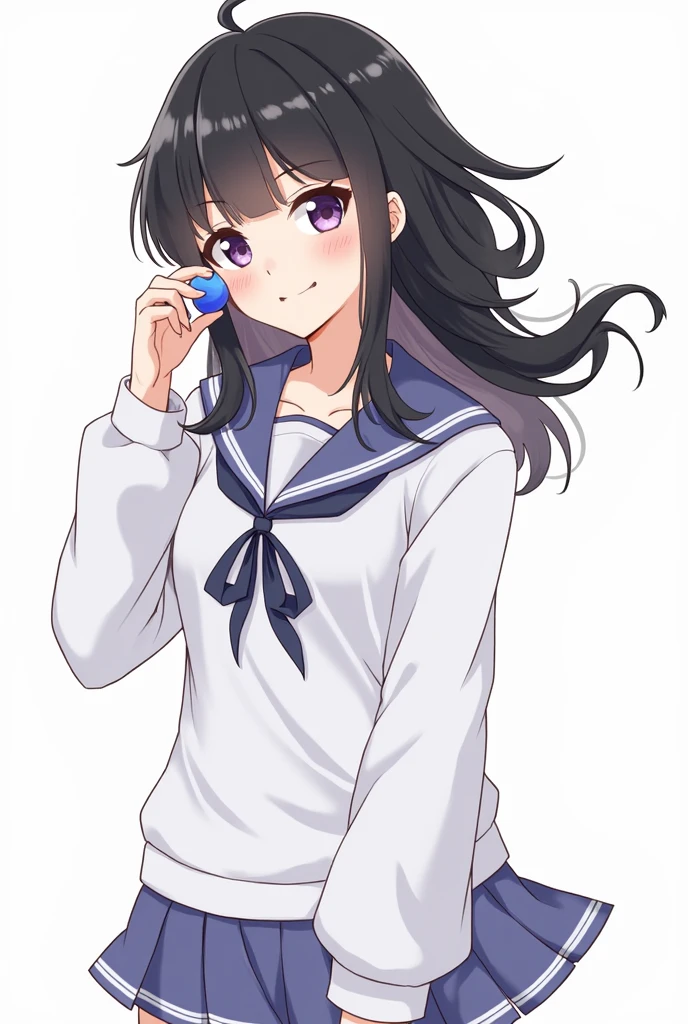 1girl, ((blueberry,fruits)),white background, black hair,