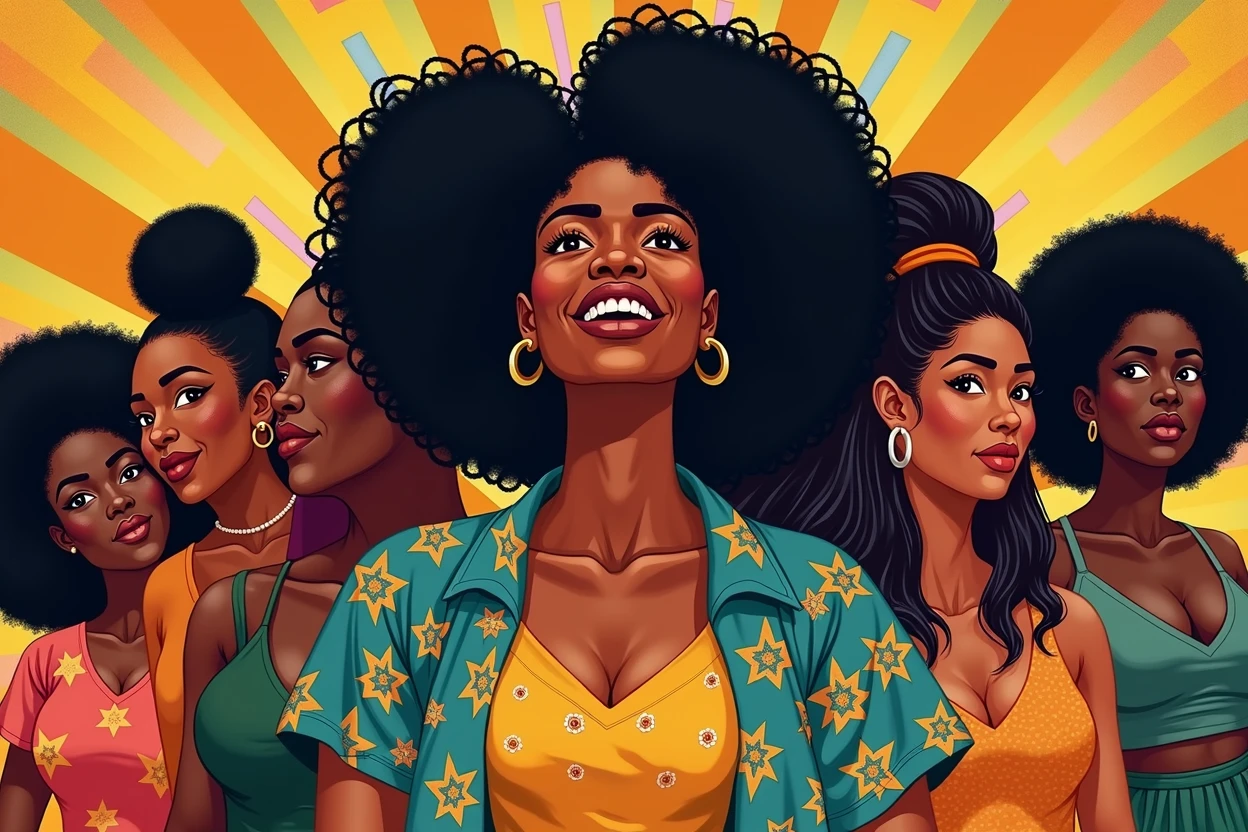 Happy black people illustration, black awareness day girl design, International youth day poster , Black people team illustration,
