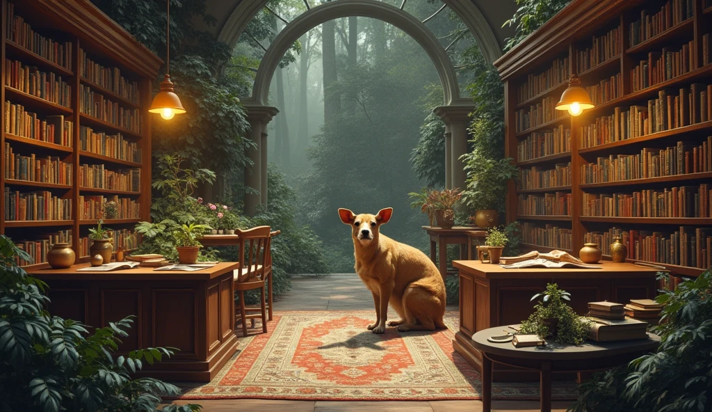A library full of animals