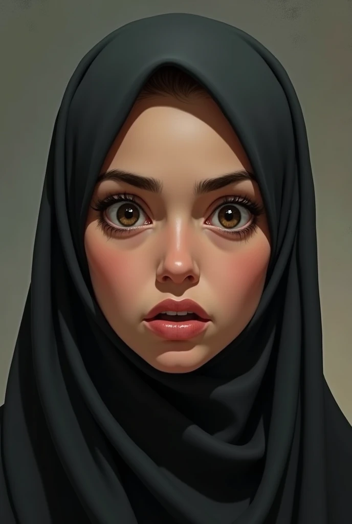 Face Shape: The face is oval, with a slightly pronounced jawline and a smooth, rounded chin. The forehead is broad, gradually narrowing towards the chin.Expression: The expression on the face is serious, with wide-open eyes that give a sense of surprise or tension. The lips are slightly pursed, and the eyebrows are arched, adding to the intense look.Eyes: The eyes are large and prominent, with well-defined eyelids. The irises are dark, and the gaze is straight ahead, giving a focused and slightly worried look. The eyebrows are well-shaped and slightly curved, adding to the intensity of the expression.Nose: The nose is straight and proportional to the face, with a rounded tip and smooth bridge.Mouth: The lips are medium-sized with a well-defined Cupid's bow on the upper lip. The lower lip is slightly fuller than the upper lip, and both lips are slightly pursed, reflecting a serious or concerned mood.Cheeks: The cheeks are full and rounded, adding a softness to the overall face shape.Skin Tone: The skin tone is smooth and even, with a light tan or brownish hue. The overall complexion is clear without noticeable blemishes.Headscarf (Hijab): The character is wearing a light brown hijab that wraps around the head and neck, covering the ears and framing the face neatly. The hijab follows the contours of the face, from the forehead to the chin, leaving only the face visible.Additional Details: The background of the image is slightly blurred, focusing attention on the face. The expression should convey a mix of surprise, tension, and seriousness pussy sex toket indonesia