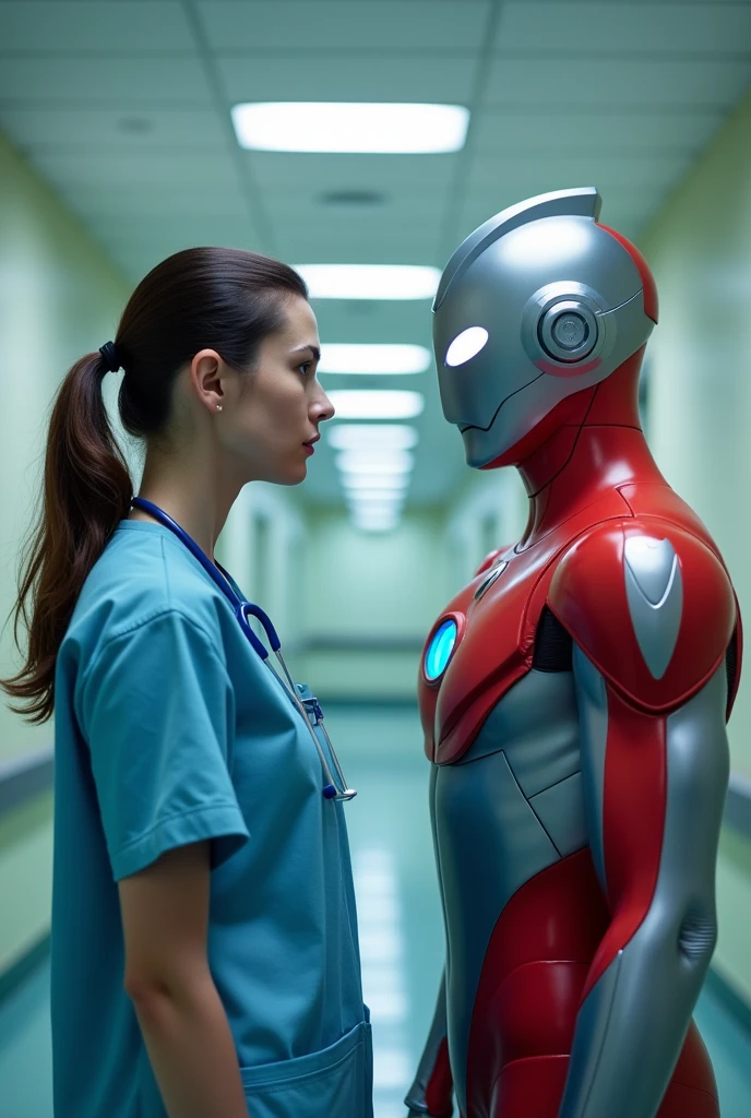 Ultraman meet a nurse in hospital