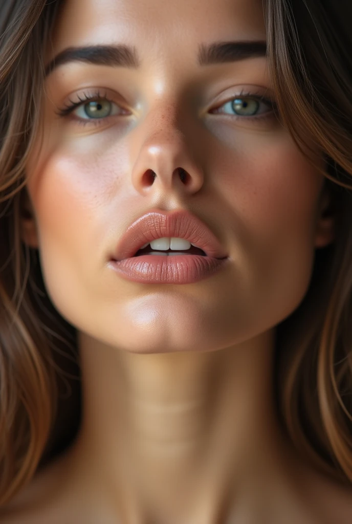 beautiful natural plump mouth of a woman