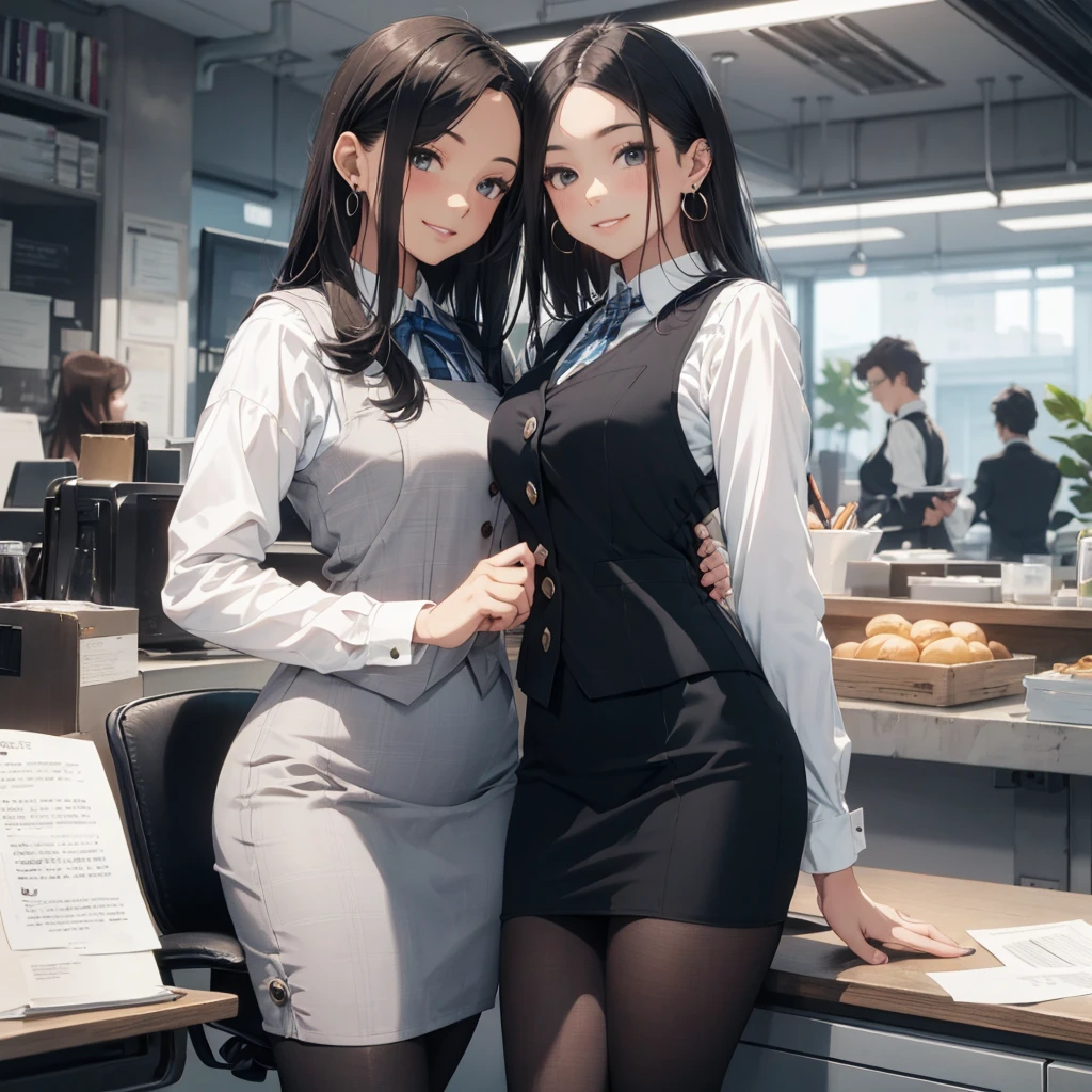 (Best Quality, Masterpiece),Wearing a pink plaid vest, White short sleeved shirt, Gray pencil skirt, Wear stiletto heels, Necklace, earrings, Cute face, Smile, Blushing, Shyness, Glass wall, Ultra Detail, Realistic, Front view, Whole body, stunning, cute, warm smile, hourglass figure, apron, text, chart, advertising, magazine title(Best Quality, Masterpiece), Mag((((1ladyl,)))) (masterpiece), (realistic), (best quality), (ultra-detailed), (wearing in [[white and gray check pattern]] Vest worn over white collared long-sleeved shirt:1.4), (gray vest with buttons:1.2), (Pink Theme:1.2), (blue ribbon ribbon:1.3), (Black theme:1.4), (Tight black pencil skirt:1.5), ((Brown pantyhose)), (high-heels:1.1),longskirt,office desk, office chair,Lulubre Unity 8K Wallpaper, pantyshot, long brown hair, office lady Magazine Cover, 1girl,  amazing, girl, 30 years old, house wiife, warm smile, hourglass figure, text, chart, advertising, 
