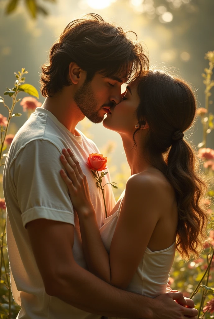 image a kiss and a flower