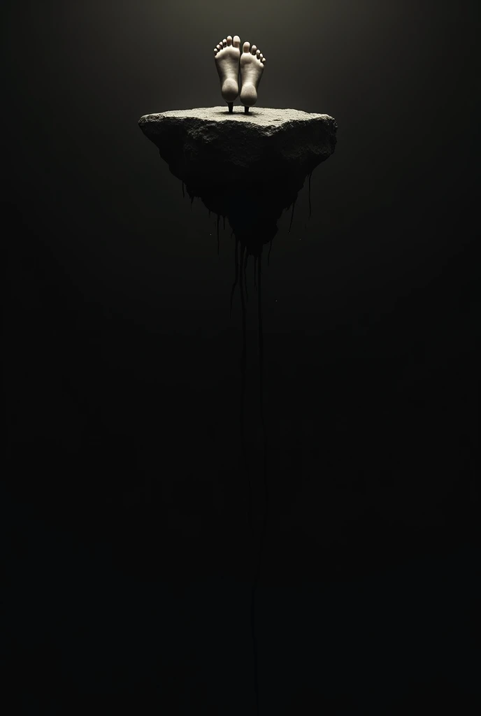 on a surface so small that it only offered space to place the feet, the feet small surface and abyss