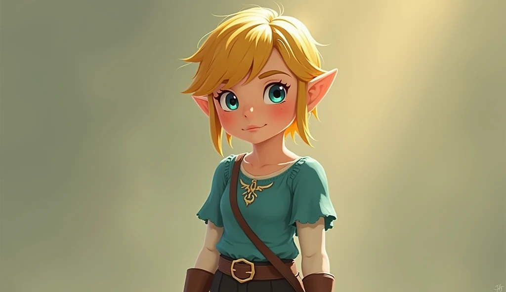 best quality, expressive eyes, face perfect, short hair, Blonde girl, eleven, Zelda Princess, princess zelda clothes, a lenda de Zelda, totk, black pants,