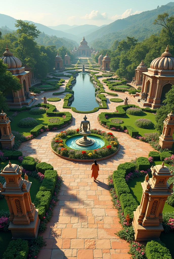 Provide me the 1000 square feet of hindu garden in 2d image