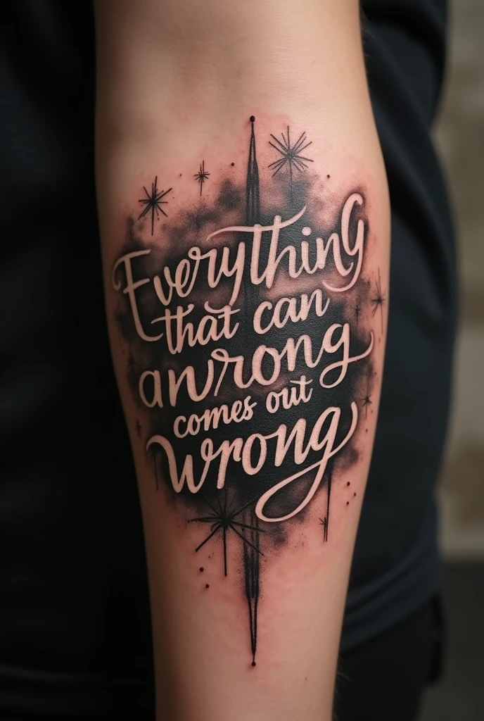 You can create a tattoo that contains the phrase Everything that can go wrong, comes out wrong And the word Metanoia 
