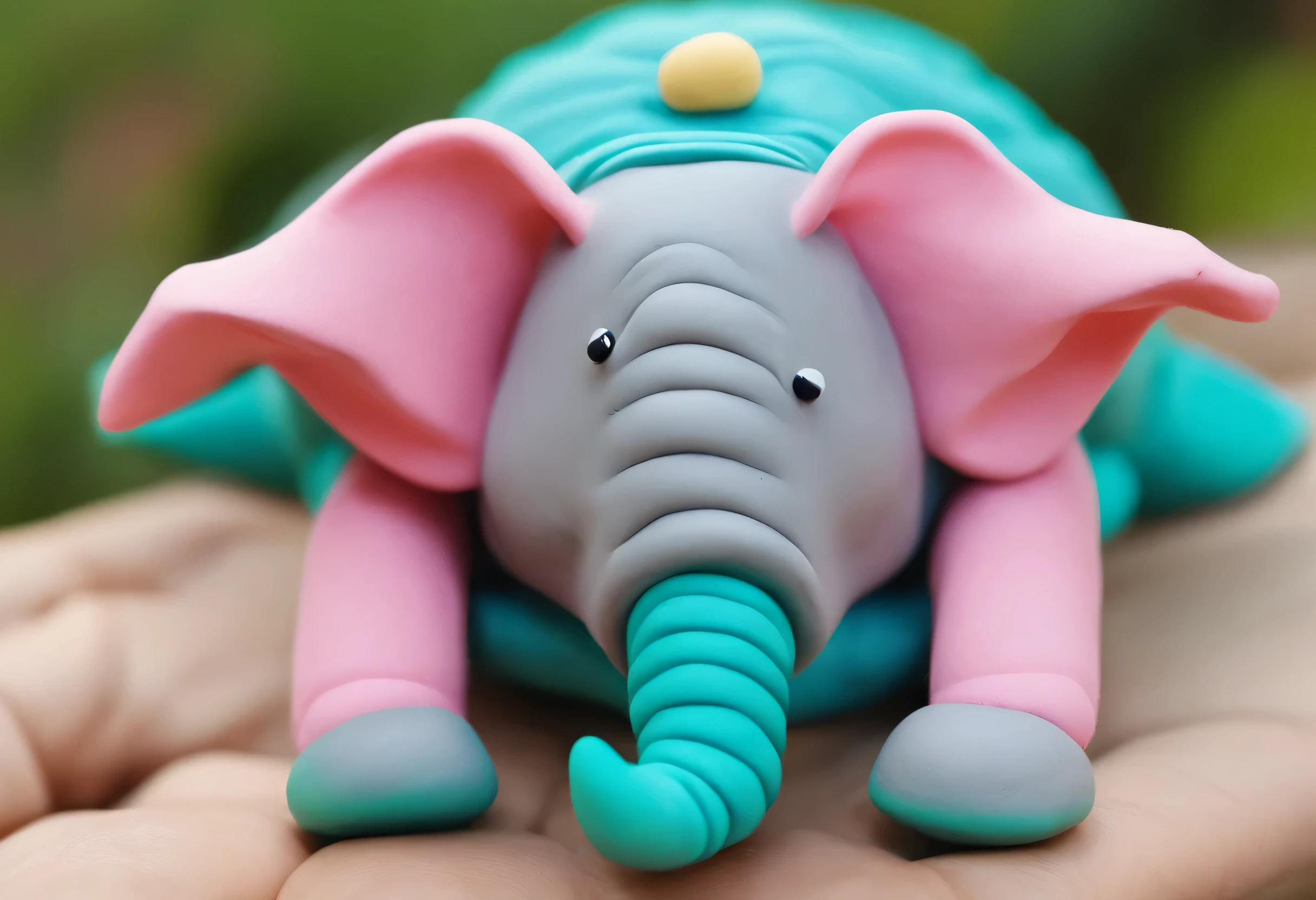 Little cyan turtle and fat elephant