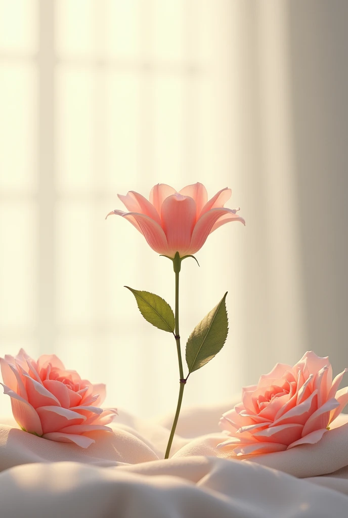 a kiss and a single flower without people