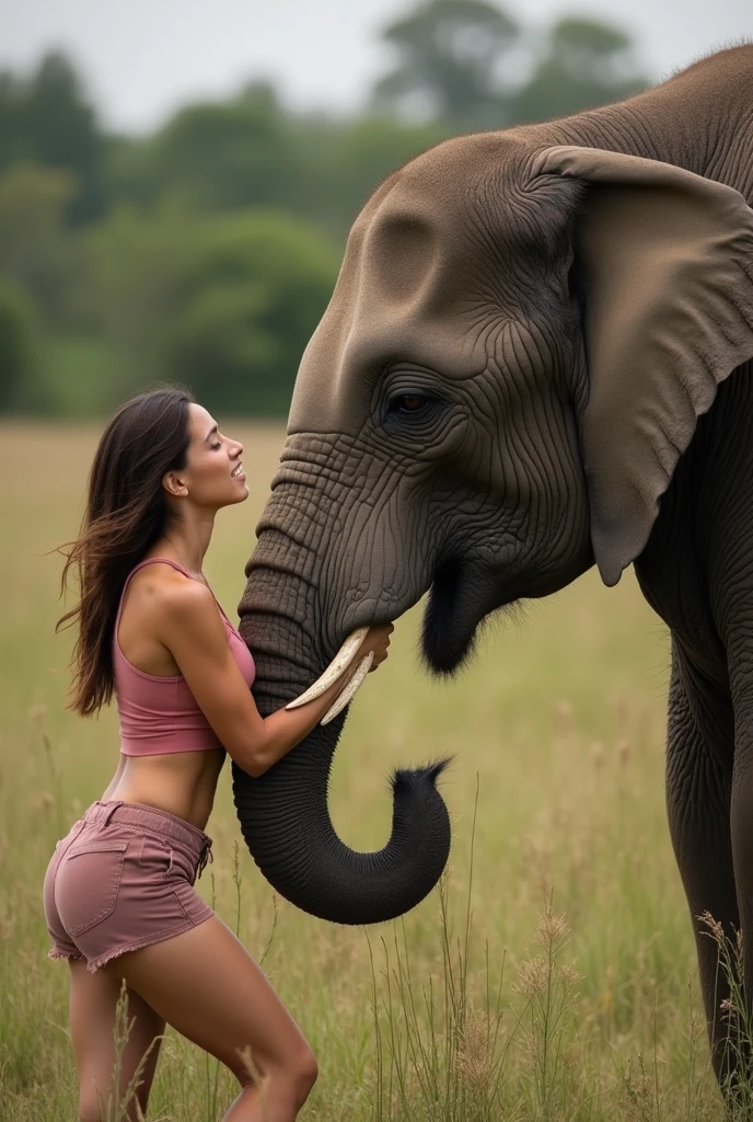 A woman doing ??? with elephant taking penish of elephant in her vagina
