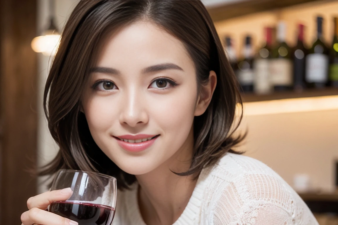 (Realistic:1.1),(masterpiece,Highest quality),8k,(49 years old), 53 years old, ベリーslimボディ、slimカップル、Tight waist,Upper Body,full-course dinner、wine 、Amazing view of the sunset sky and clouds、Perfect Anatomy, Brown Hair, short hair,Random Hairstyles,((Highly detailed face and eyes:1.2)),Perfect golden ratio face,Long sleeve shirt、dress,(smile:1.2)、Shortcuts、cute、(Realistic, Intricate details:1.2), A bright smile、short hair,Bright Face、赤wine 、Appetizers、Italian food、wine bottle、Champagne、スパークリングwine、(slimな顔), (The body is slim), (Brown Hair), (Shortcuts), Upper Body, 白wine, slim, wineグラス,