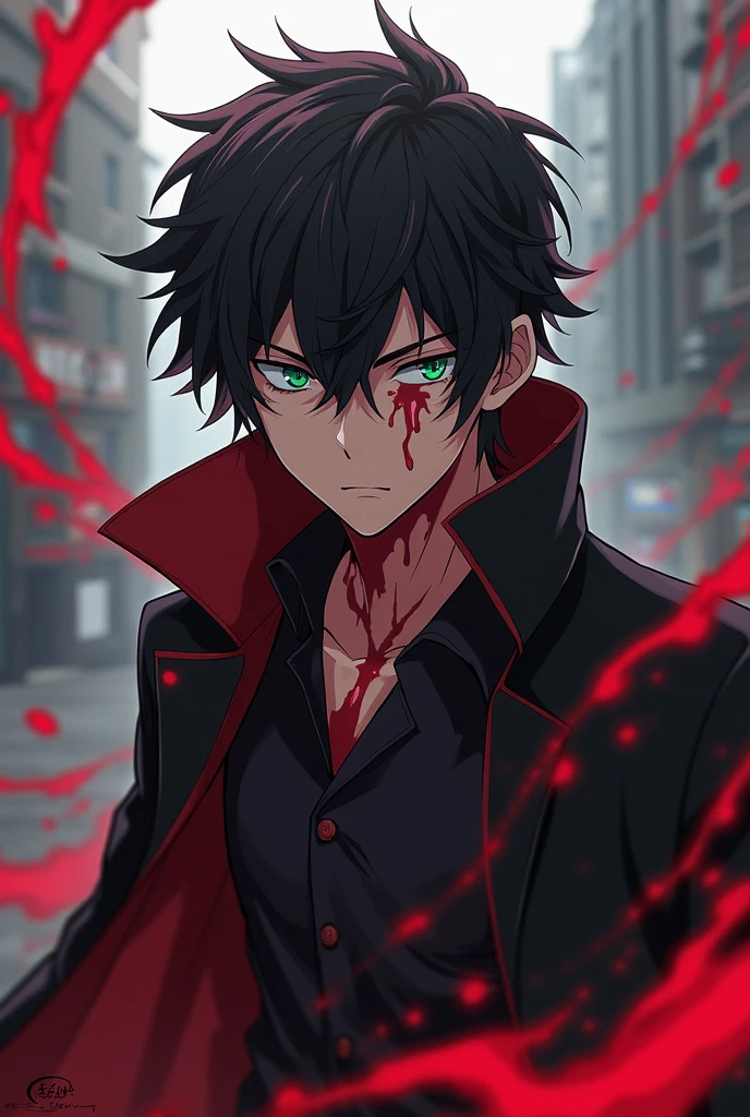 Athsushi from bungou stray dogs covered with blood using his power