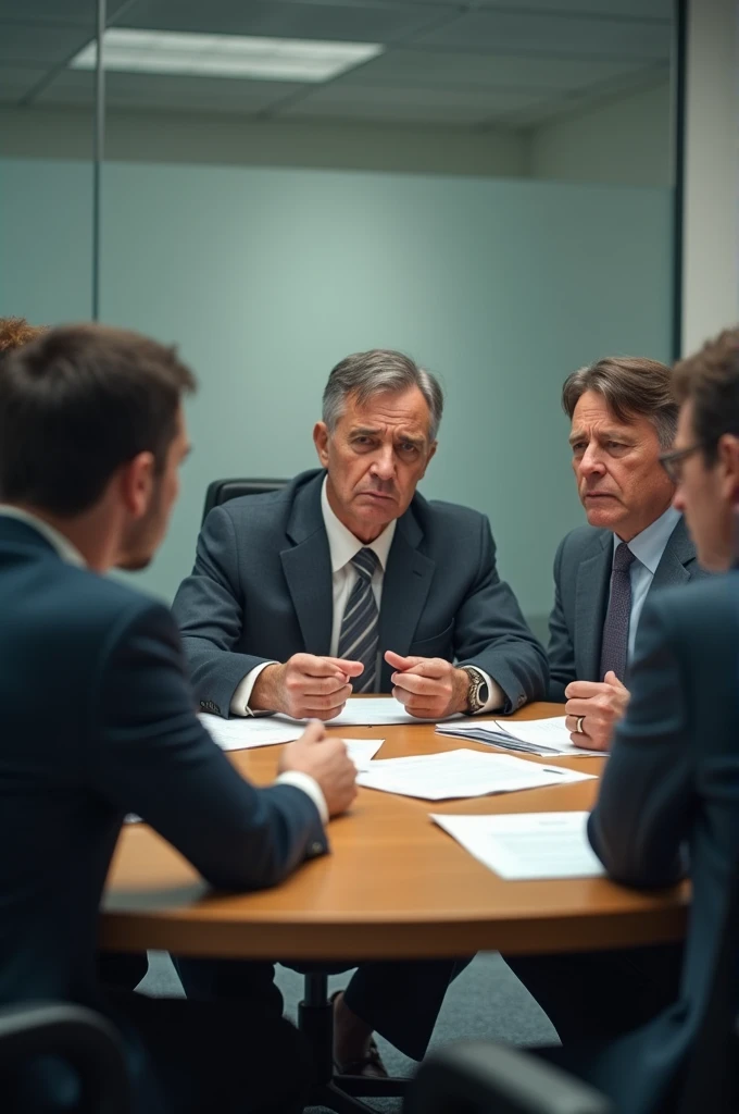Administrative team seating frustrated in a meeting 