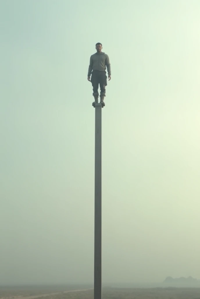 Man standing on a pole