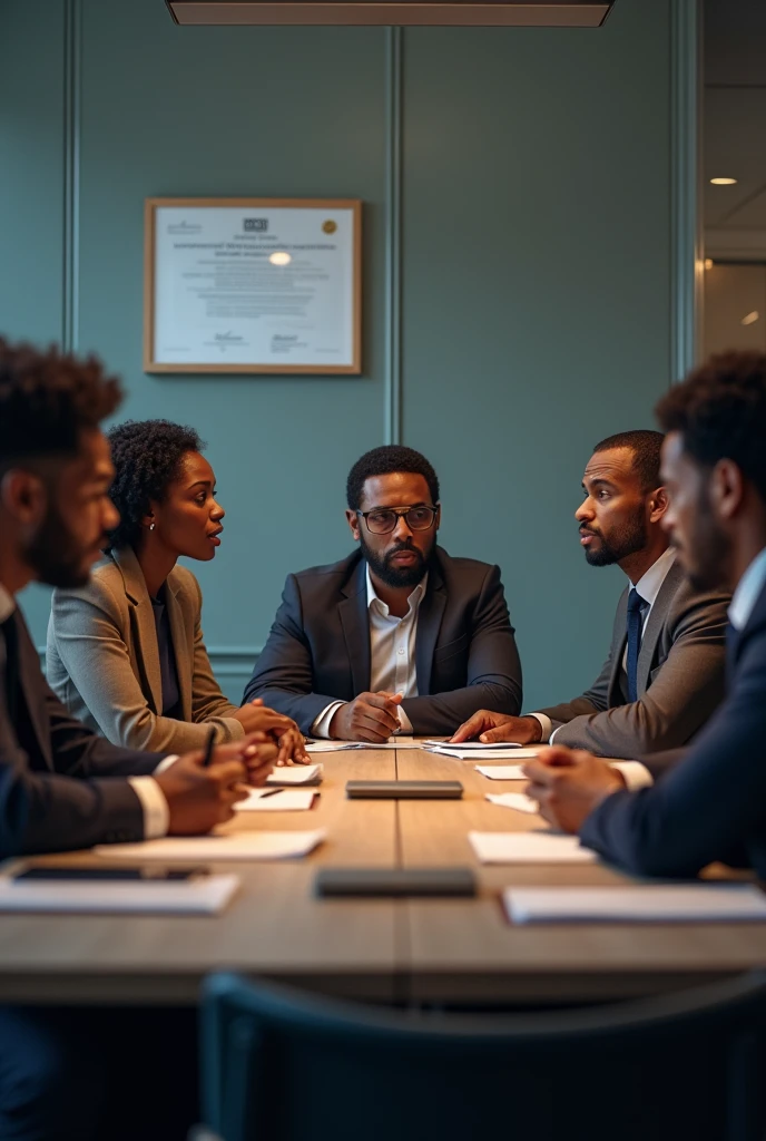 Black people Administrative team seating frustrated in a meeting