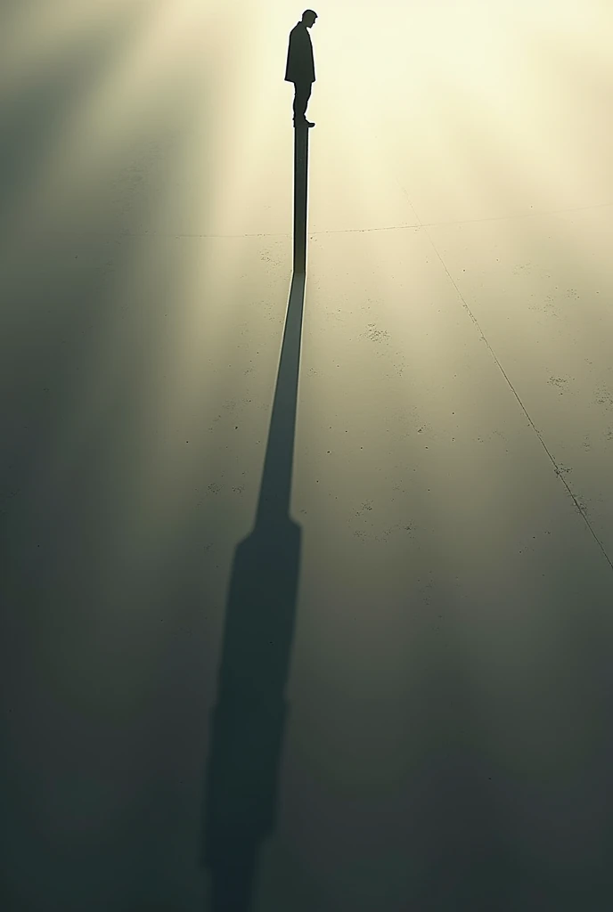 Shadow of a man standing on a pole