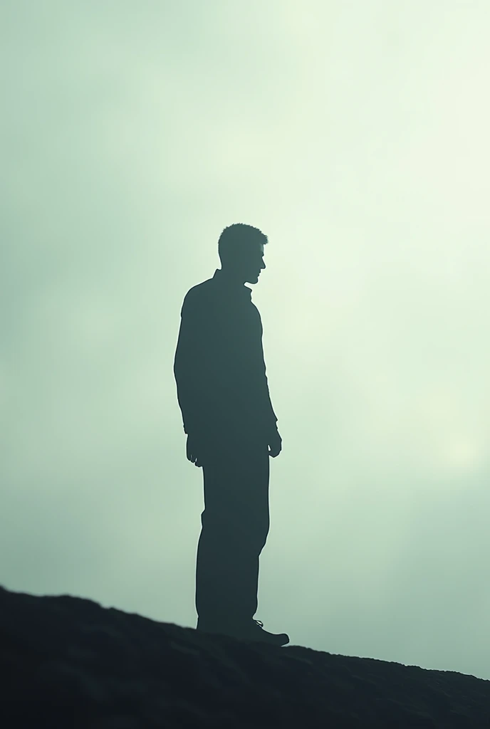 Shadow of a man standing on a pole