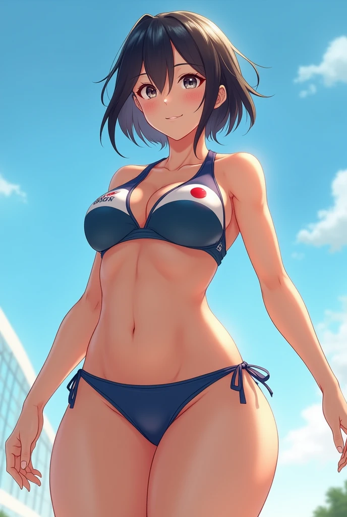 (1 Womon),(Japanese),(Same beach volleyball team:1.5),(Beach volleyball tiny bikini uniform:1.3),(Wearing the same uniform:1.5),(short hair:1.3),BREAK(whole body:1.5),(Beautiful Eyes),(Beautiful Face),(Very detailedな顔:1.5),(Very detailed female hand:1.5),(Sunburned skin:1.3),(muscular:1.3),(Thick thighs:1.5),(The background is a clear blue sky:1.2),(((Blur the background:1.5))),(Gentle light:1.5),(Written boundary depth:1.5),BREAK(((masterpiece:1.5),(highest quality:1.5),(Very detailed:1.5),(High resolution:1.5),(Realistic:1.5),(Realistic:1.5))),8k,from below:1.1,(((cameltoe:1.2)))