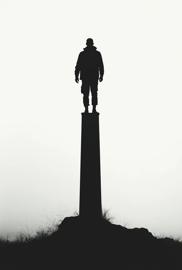 Shadow of a man standing on a pole