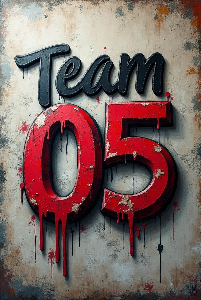 Make a logo "Team 05" written in a wall