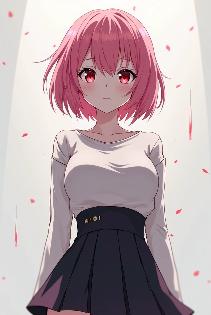 A female version of Itadori Yuuji, with short pink hair, White skin, red eyes and wearing a short skirt