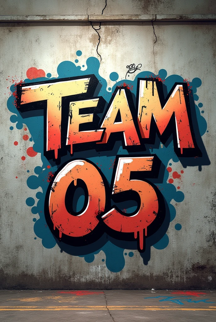 "Team 05" written in a wall with graffiti
