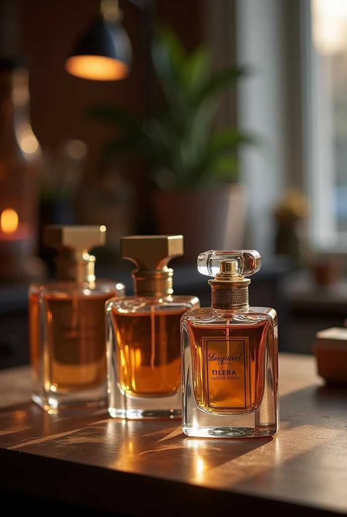 images of luxury perfumes and a designer’s studio