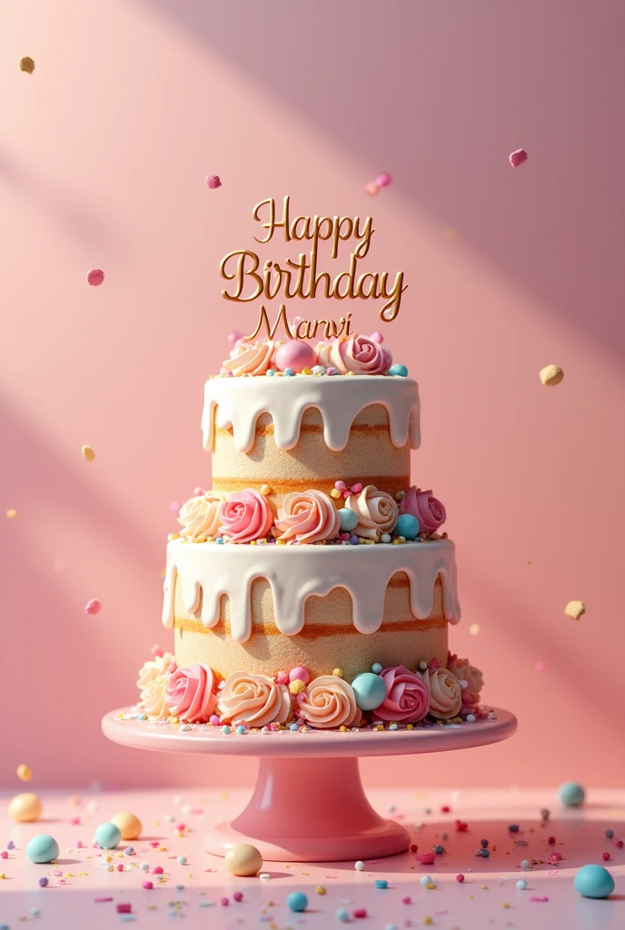 A birthday cake with the words Happy Birthday Manvi written on it.