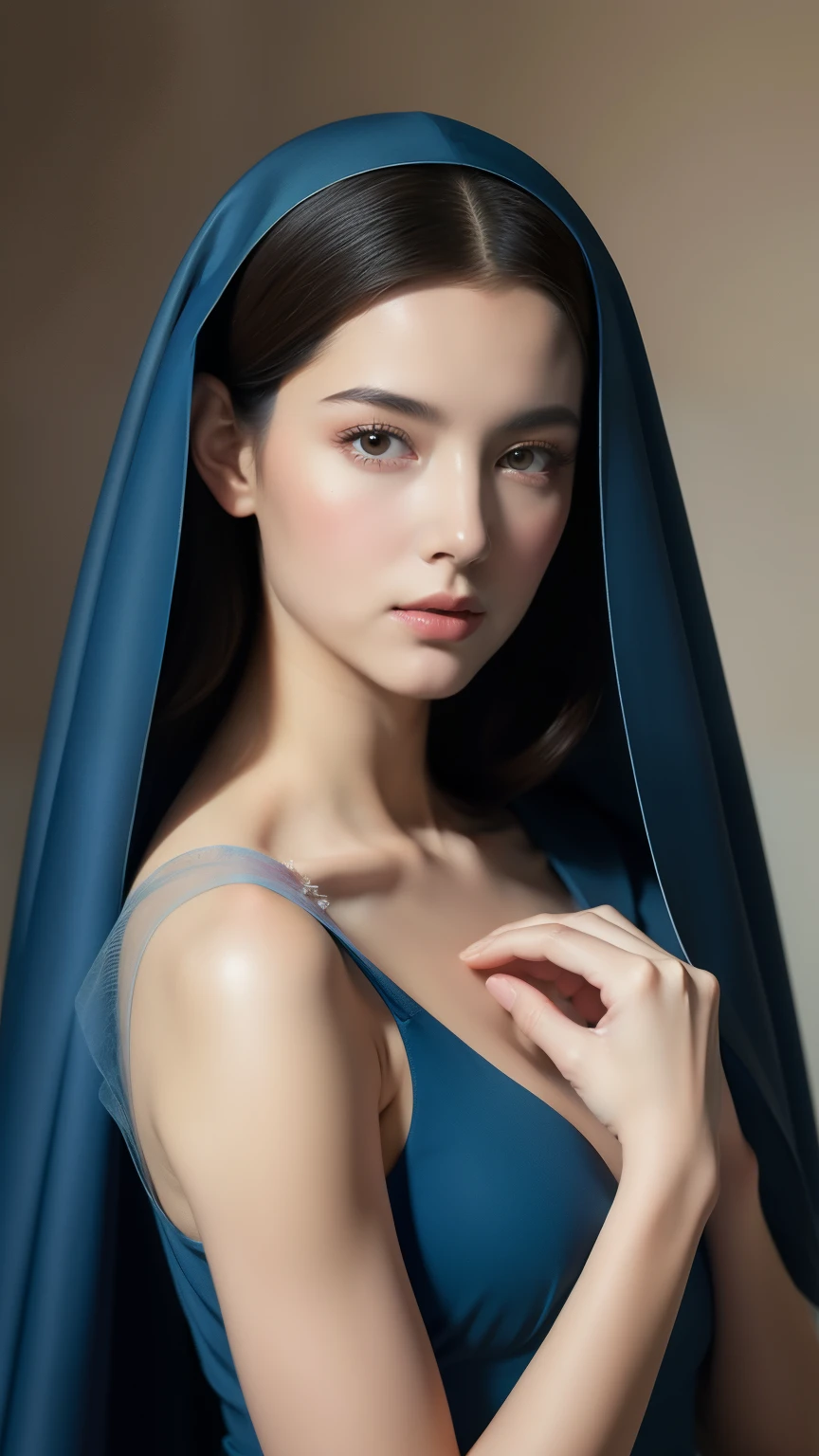 Beautiful ultra-thin realistic portrait, full body shot of Grace Kelly as the Virgin Mary, Wearing a blue veil and cloak over a red tunic , ((Divinity)), whole body, With arms outstretched, I look down gently, Biblical, Realistic, Intricate details, Abbott Fuller Graves, Bartolomé Esteban Murillo, Jc Leyendecker, Craig Mullins, Peter Paul Rubens, (Caravaggio), Art Station Trends, 8k, Concept Art, Fantasy art, Realistic, Realistic, figure, oil, Surrealism, 超Realisticな, Brush Brush, Digital Art, style, watercolor