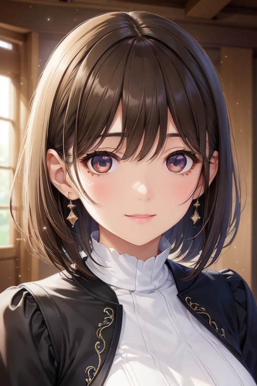 anegasaki nene、Shiny brown hair, short hair, (Beautiful brown eyes、Sparkling eyes, Fine grain)、smile、Super detailedな目、Highly detailed face, Highly detailed eyes,
Cute beautiful woman, smile, shy, light makeup, great proportion, Gentle background color scheme, Soft, fluffy and calming effect, Shading Effects, Gradient Magic Effect,
(Super detailed, The absolute solution, Highest quality:1.3), 2.5D, delicate and dynamic, Artistic photography, Ultra-realistic, Graphics CG Digital Art