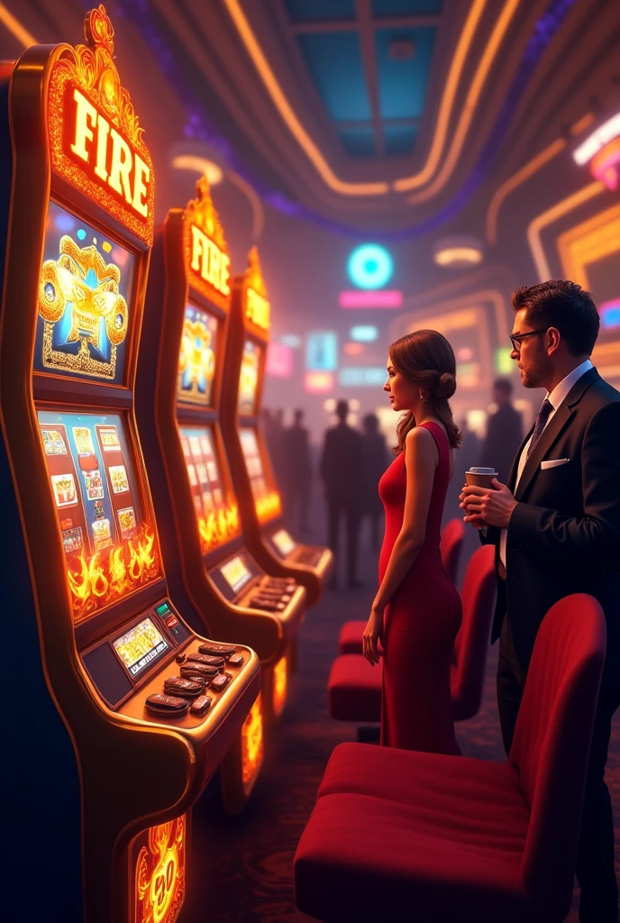 Create a great casino picture with name of Fire slots


