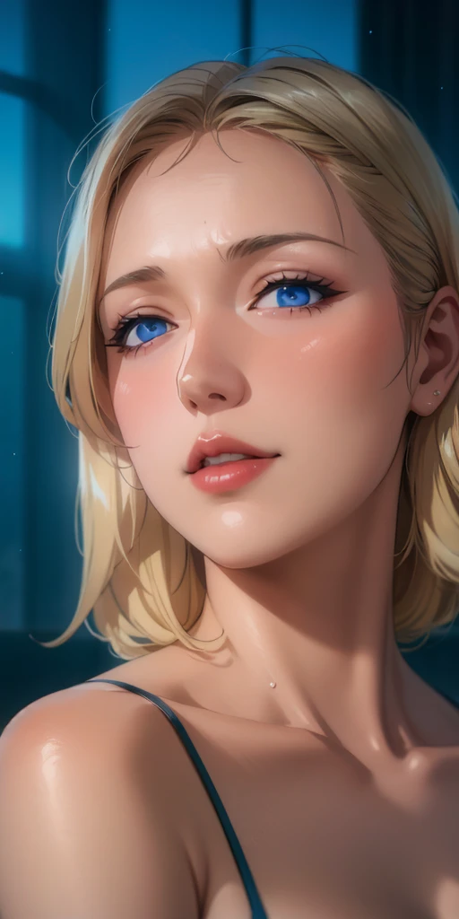 Elegant mature female, milf, blue eyes, blonde hair, soft light, high detailed, 4k resolution, high quality, beautiful cg,