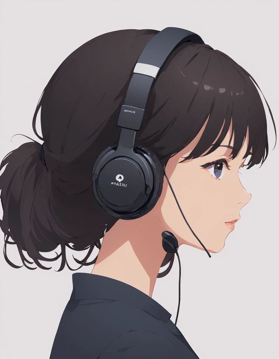 Silhouette of a girl, headphone、 close, , Flat Design, Vector illustration, Graphic Illustration, Detailed 2D illustrations, Flat Illustration, Digital Illustration, Digital Art,
