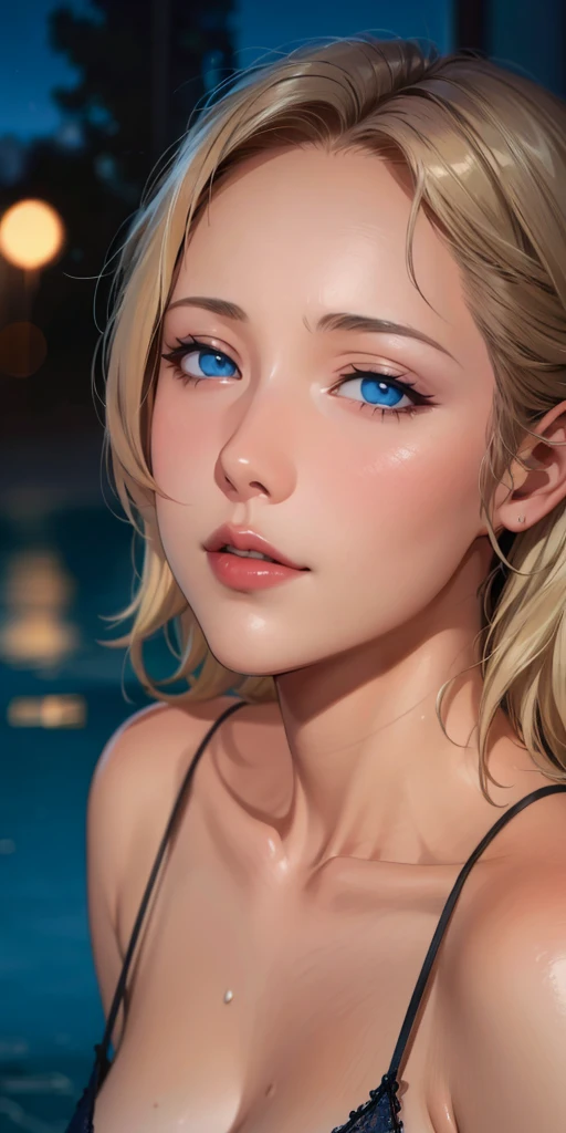Elegant mature female, milf, blue eyes, blonde hair, soft light, high detailed, 4k resolution, high quality, beautiful cg,