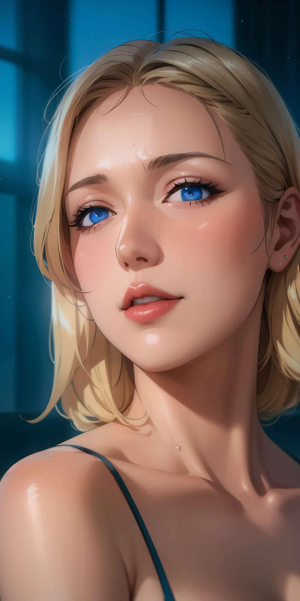 Elegant mature female, milf, blue eyes, blonde hair, soft light, high detailed, 4k resolution, high quality, beautiful cg,